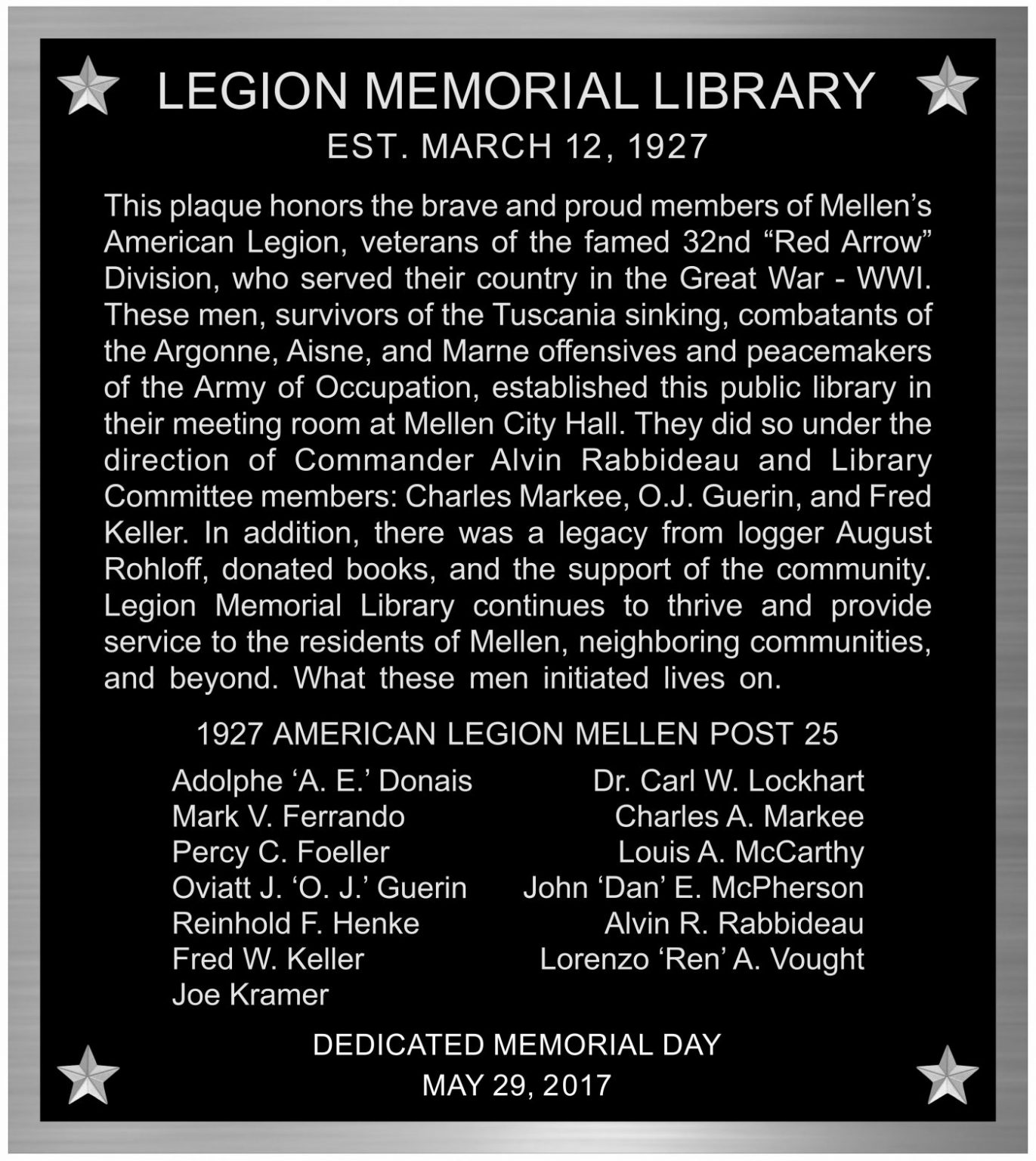 Legion Memorial Library Mellen Wisconsin
