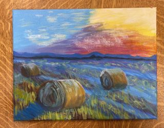 5 Autumn Landscape with Hay Bales