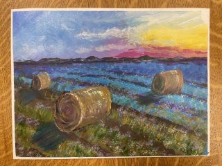 6 Autumn Landscape with Hay Bales