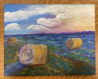 7 Autumn Landscape with Hay Bales