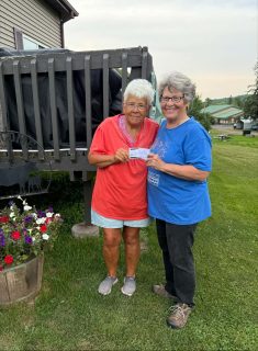 2026 Friends of the Library 50/50 Raffle Winner, Dennice Polencheck with Friends of the Library President, Kay Reader